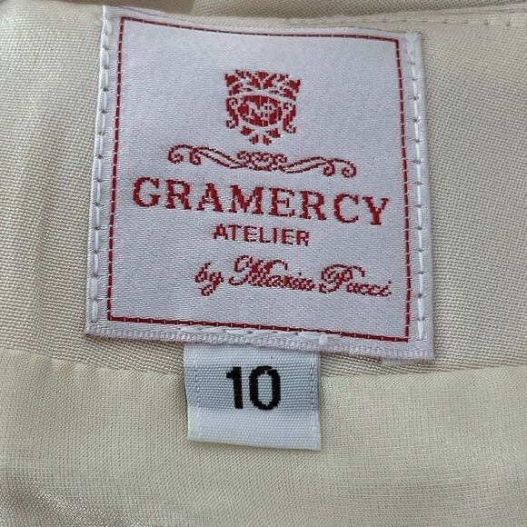 Gramercy Atelier Mari Pucci Skirt Cream Silky Pencil Knee Length Womens Size 10 - Picture 4 of 4